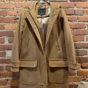 J Crew Camel Hooded Wool Peacoat
